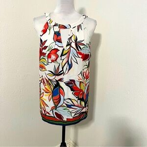 7Th Avenue Design Studio NY&C Tropical Print Large Sleeveless Tie Halter EUC